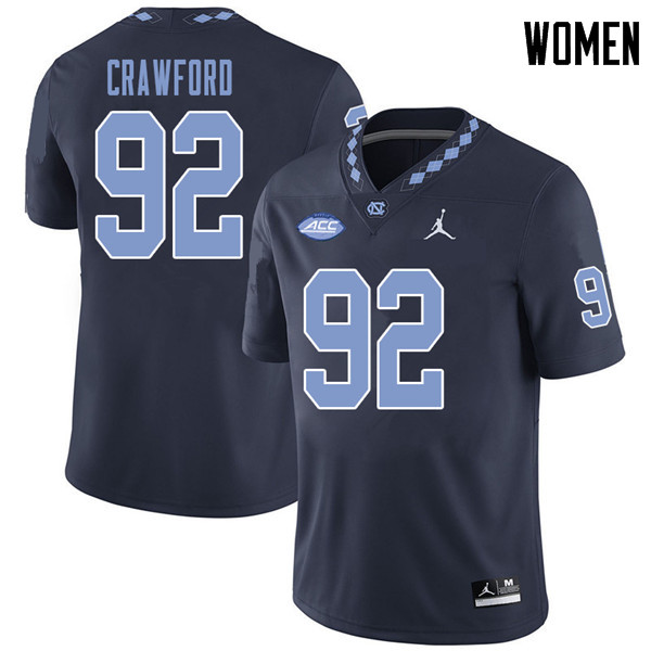 Jordan Brand Women #92 Aaron Crawford North Carolina Tar Heels College Football Jerseys Sale-Navy